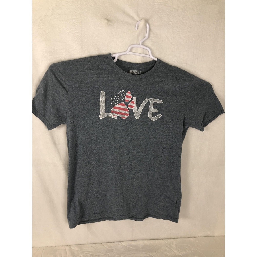 Pivotal Partners Shirt Mens XL Gray Love Paw American Flag Graphic Tee